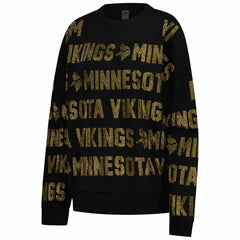 Minnesota Vikings Gameday Couture Women's Oversized Hype Era Rhinestone Text Sweatshirt - Black Sweatshirts