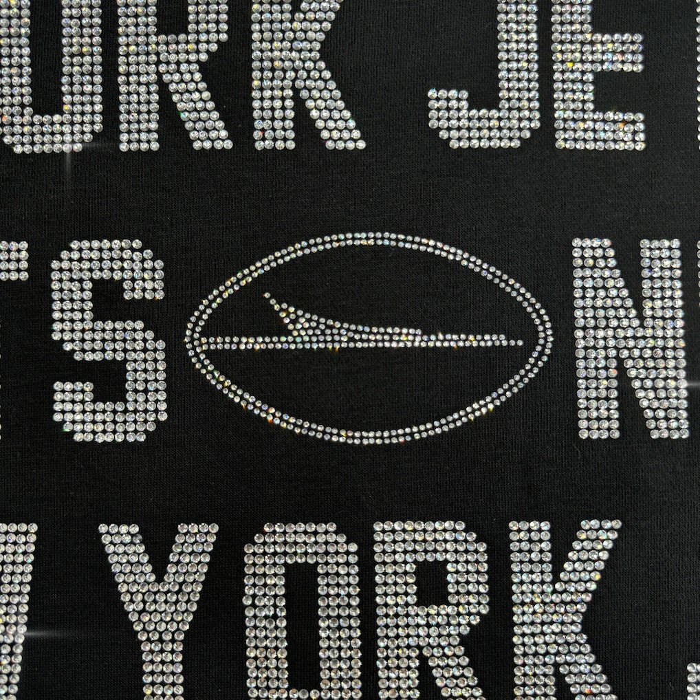 New York Jets Gameday Couture Women's Oversized Hype Era Rhinestone Text Sweatshirt - Black Sweatshirts