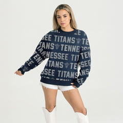 Tennessee Titans Gameday Couture Women's Oversized Hype Era Rhinestone Text Sweatshirt - Navy Sweatshirts