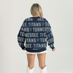 Tennessee Titans Gameday Couture Women's Oversized Hype Era Rhinestone Text Sweatshirt - Navy Sweatshirts
