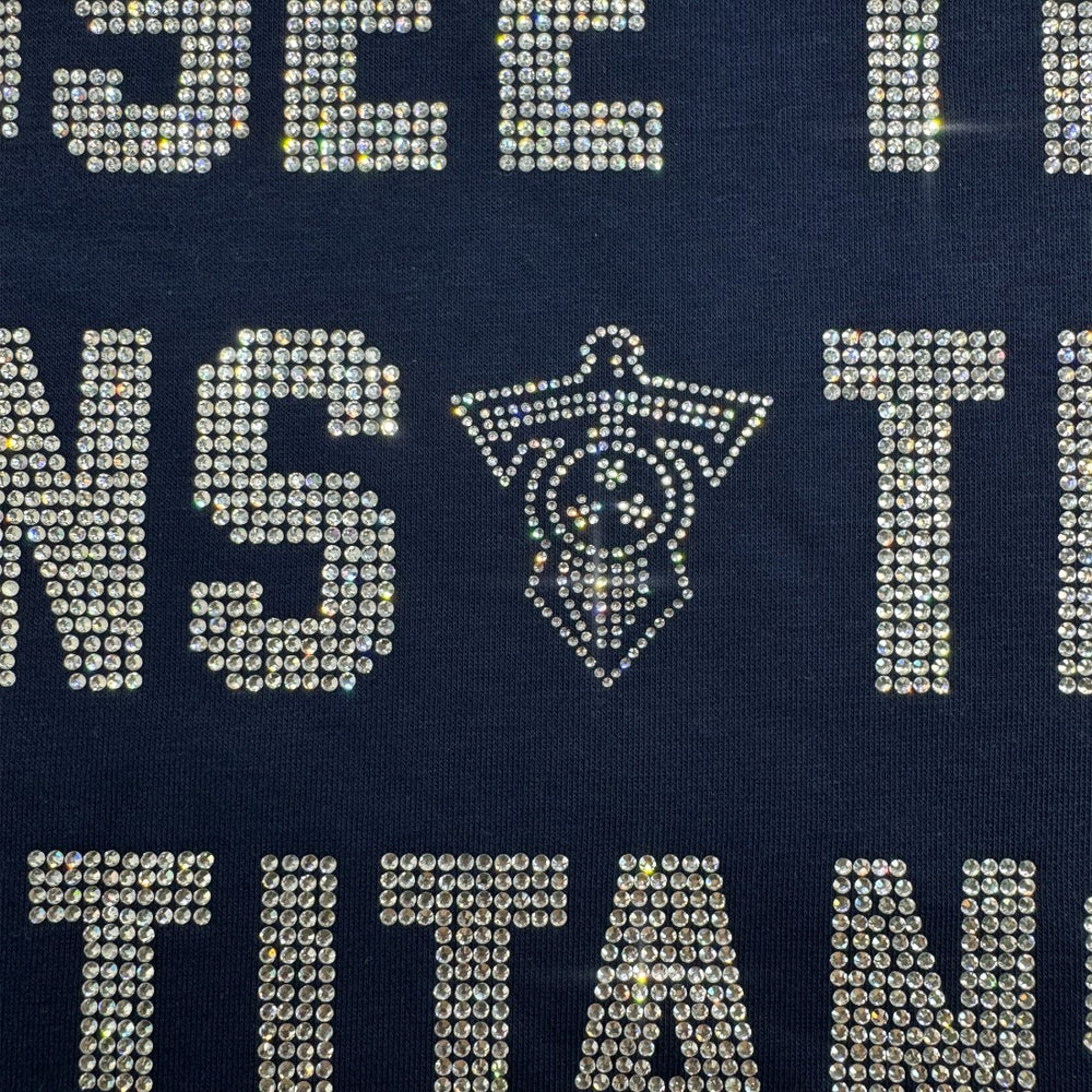 Tennessee Titans Gameday Couture Women's Oversized Hype Era Rhinestone Text Sweatshirt - Navy Sweatshirts