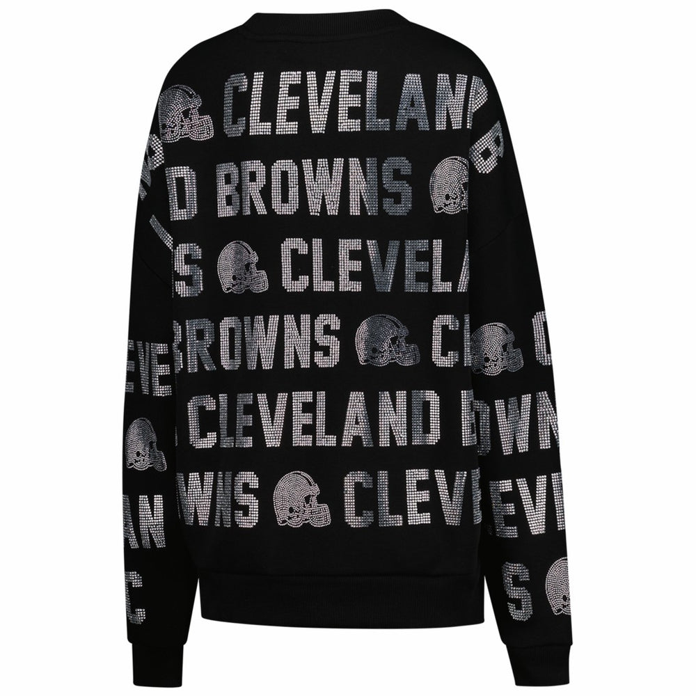 Cleveland Browns Gameday Couture Women's Oversized Hype Era Rhinestone Text Sweatshirt - Black Sweatshirts