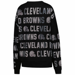 Cleveland Browns Gameday Couture Women's Oversized Hype Era Rhinestone Text Sweatshirt - Black Sweatshirts