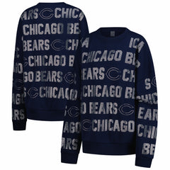 Chicago Bears Gameday Couture Women's Oversized Hype Era Rhinestone Text Sweatshirt - Navy Sweatshirts
