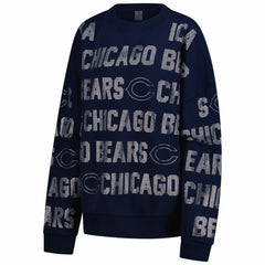 Chicago Bears Gameday Couture Women's Oversized Hype Era Rhinestone Text Sweatshirt - Navy Sweatshirts
