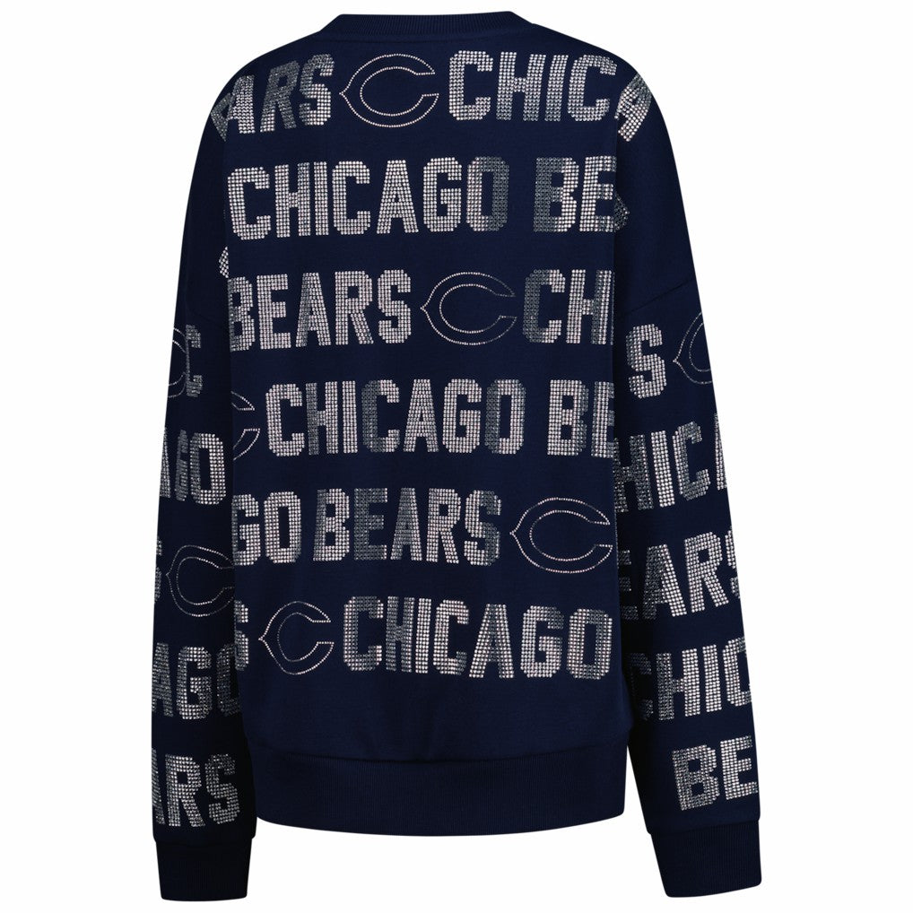 Chicago Bears Gameday Couture Women's Oversized Hype Era Rhinestone Text Sweatshirt - Navy Sweatshirts