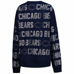 Chicago Bears Gameday Couture Women's Oversized Hype Era Rhinestone Text Sweatshirt - Navy Sweatshirts