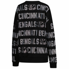 Cincinnati Bengals Gameday Couture Women's Oversized Hype Era Rhinestone Text Sweatshirt - Black Sweatshirts