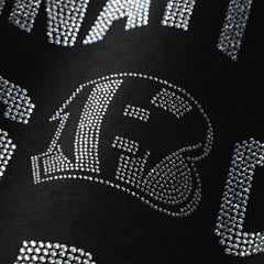 Cincinnati Bengals Gameday Couture Women's Oversized Hype Era Rhinestone Text Sweatshirt - Black Sweatshirts