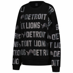 Detroit Lions Gameday Couture Women's Oversized Hype Era Rhinestone Text Sweatshirt - Black Sweatshirts