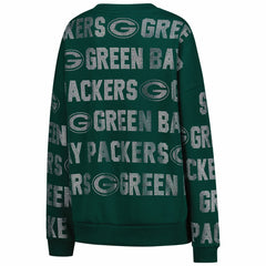 Green Bay Packers Gameday Couture Women's Oversized Hype Era Rhinestone Text Sweatshirt - Green Sweatshirts