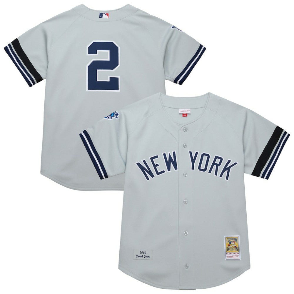 Derek Jeter New York Yankees Mitchell & Ness Cooperstown Collection 2000 World Series Authentic Jersey - Gray Jerseys