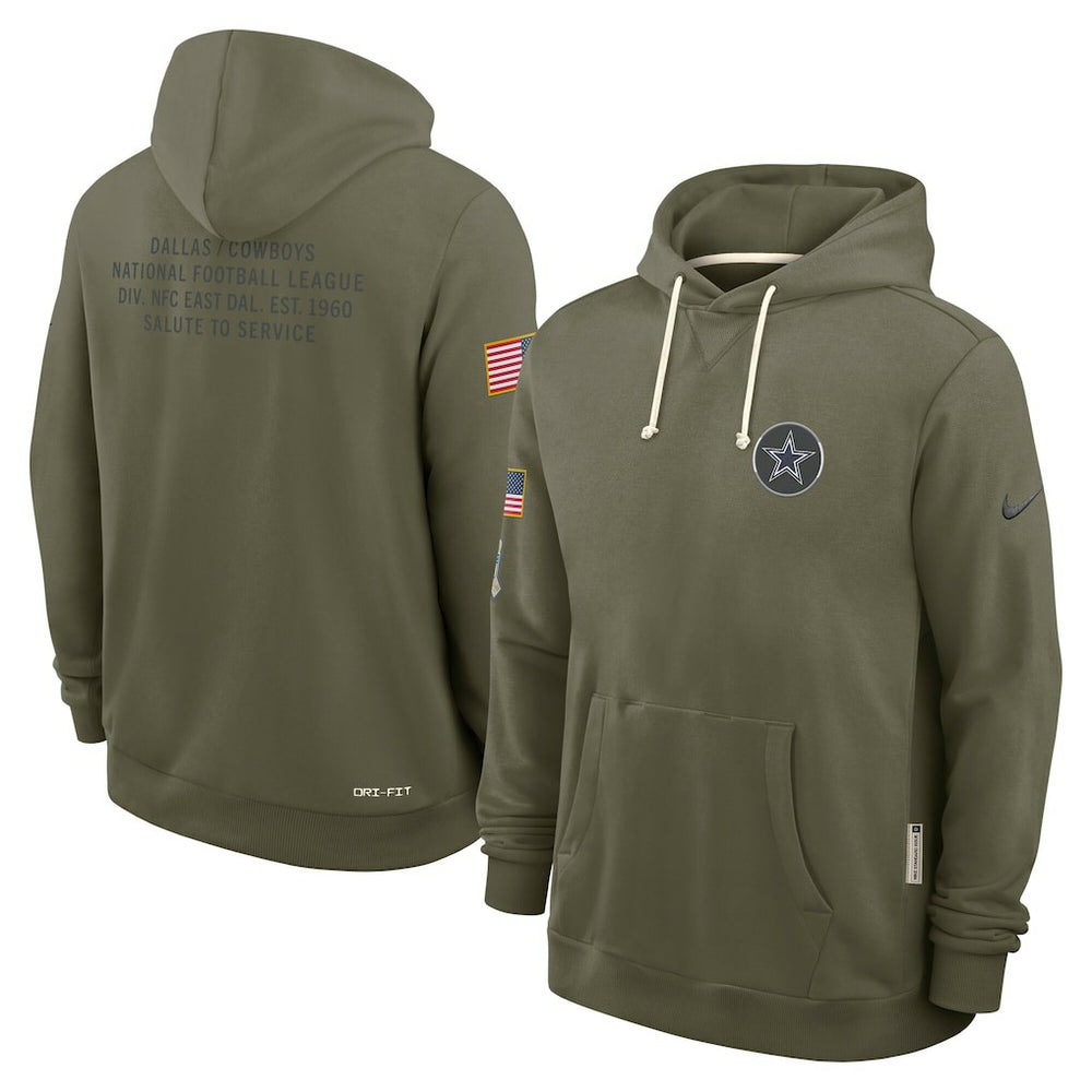 Dallas Cowboys 2025 Salute to Service Sideline Standard Issue Dri-FIT Hoodie - Olive Hoodies