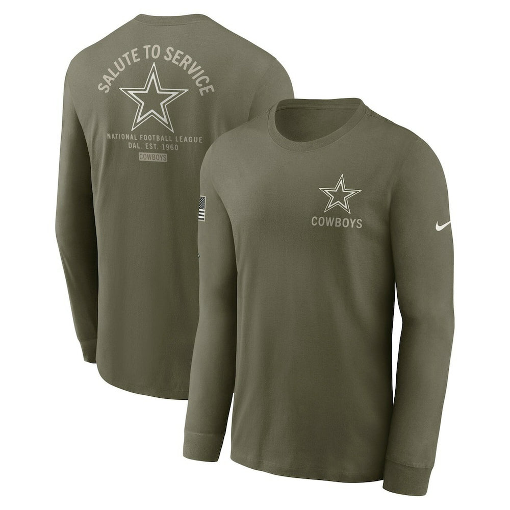 Dallas Cowboys 2025 Salute to Service Sideline Long Sleeve T-Shirt - Olive T-shirts