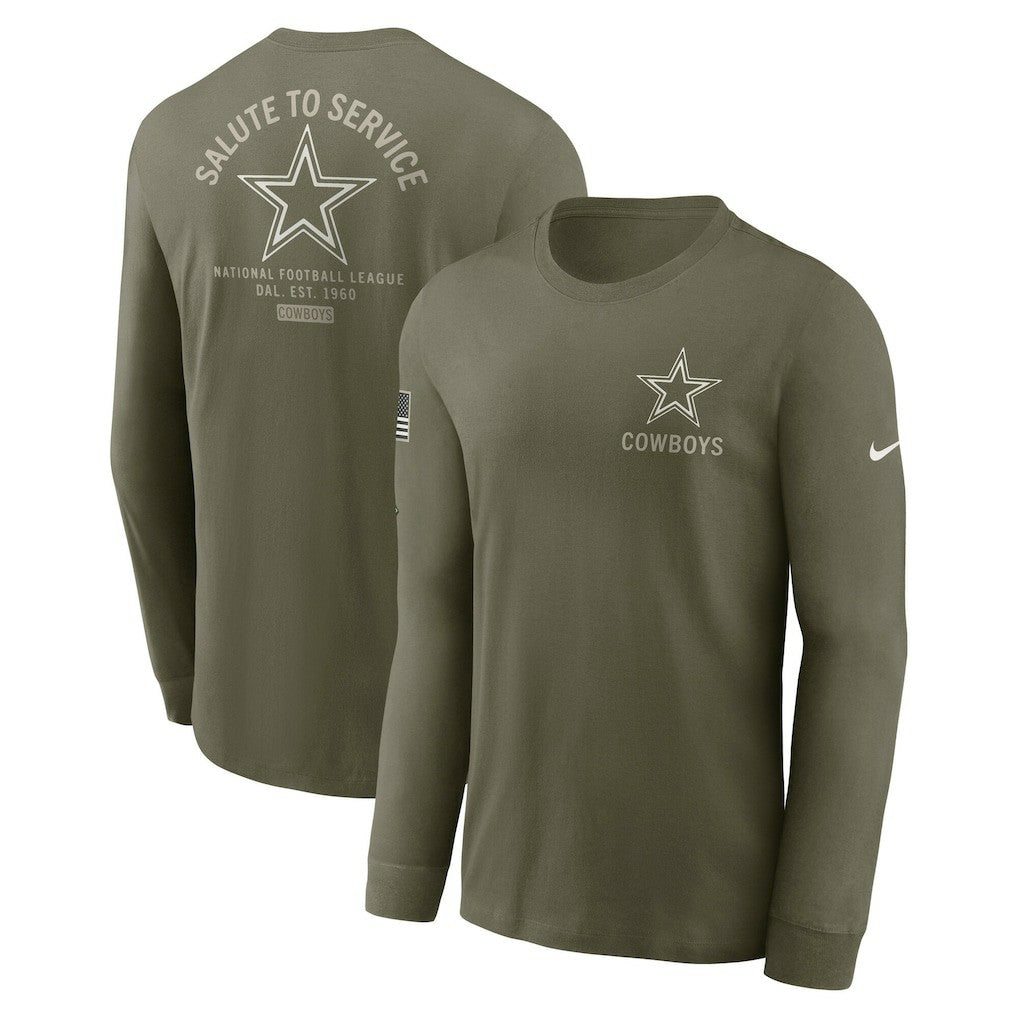 Dallas Cowboys 2025 Salute to Service Sideline Long Sleeve T-Shirt - Olive T-shirts