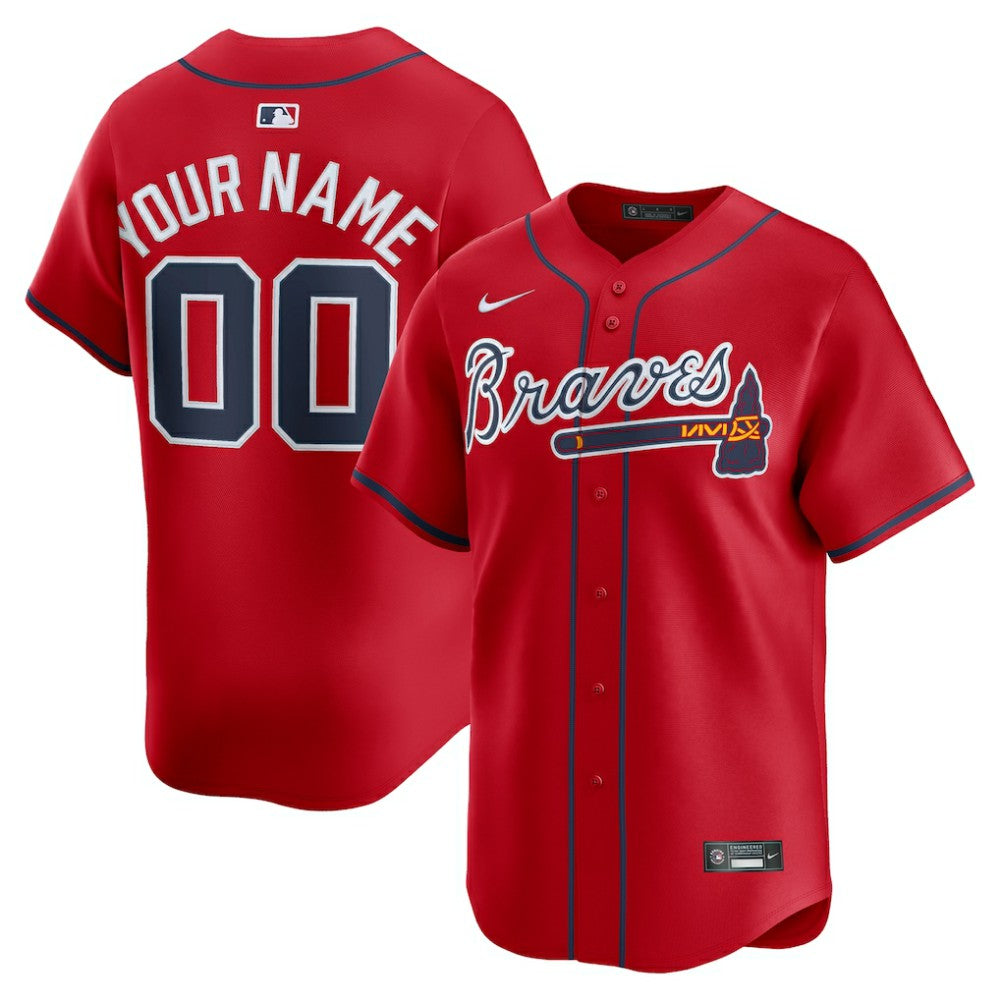 Atlanta Braves Nike Alternate Limited Custom Jersey - Red Jerseys