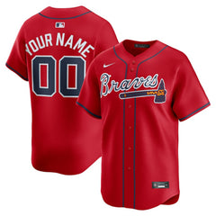 Atlanta Braves Nike Alternate Limited Custom Jersey - Red Jerseys