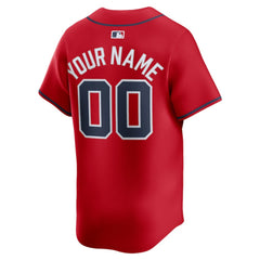 Atlanta Braves Nike Alternate Limited Custom Jersey - Red Jerseys