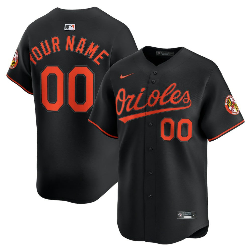 Baltimore Orioles Nike Alternate Limited Custom Jersey - Black Jerseys