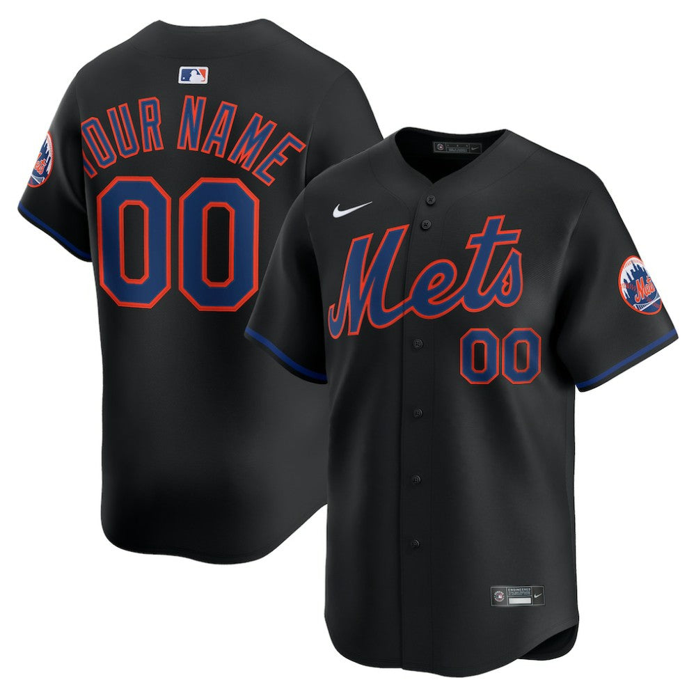 New York Mets Nike Alternate Limited Custom Jersey - Black Jerseys