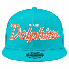 Miami Dolphins New Era Youth Main Script 9FIFTY Snapback Hat - Aqua Hats