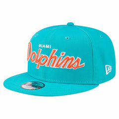 Miami Dolphins New Era Youth Main Script 9FIFTY Snapback Hat - Aqua Hats