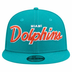 Miami Dolphins New Era Youth Main Script 9FIFTY Snapback Hat - Aqua Hats