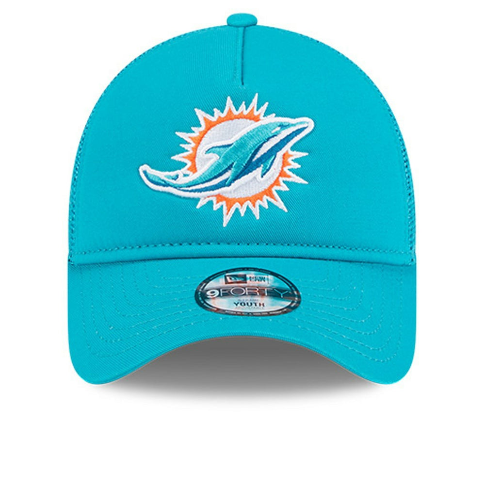 Miami Dolphins New Era Youth Main A-Frame 9FORTY Adjustable Hat - Aqua Hats
