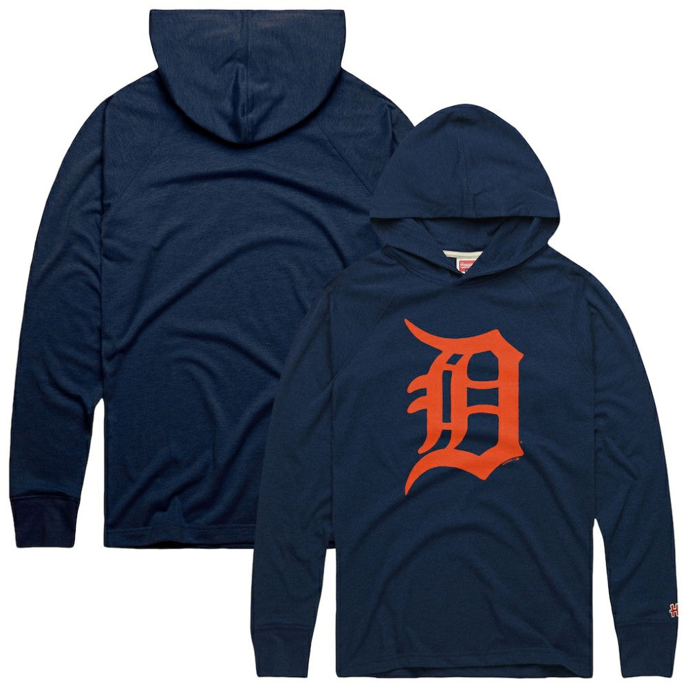 Detroit Tigers Homage Lightweight Raglan Tri-Blend Pullover Hoodie - Navy Hoodies