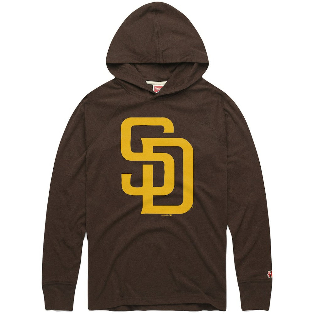 San Diego Padres Homage Lightweight Raglan Tri-Blend Pullover Hoodie - Brown Hoodies