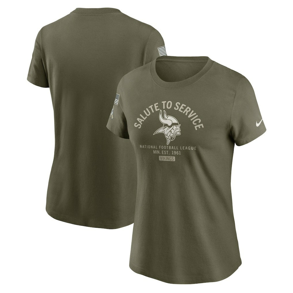 Minnesota Vikings Women's 2025 Salute to Service Sideline T-Shirt - Olive T-shirts