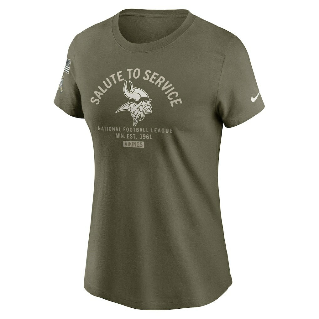 Minnesota Vikings Women's 2025 Salute to Service Sideline T-Shirt - Olive T-shirts