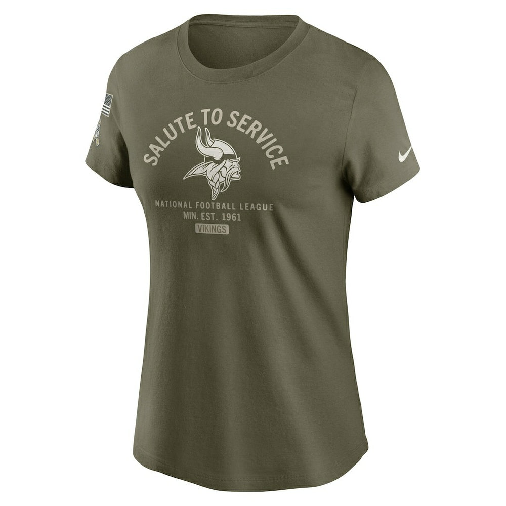 Minnesota Vikings Women's 2025 Salute to Service Sideline T-Shirt - Olive T-shirts
