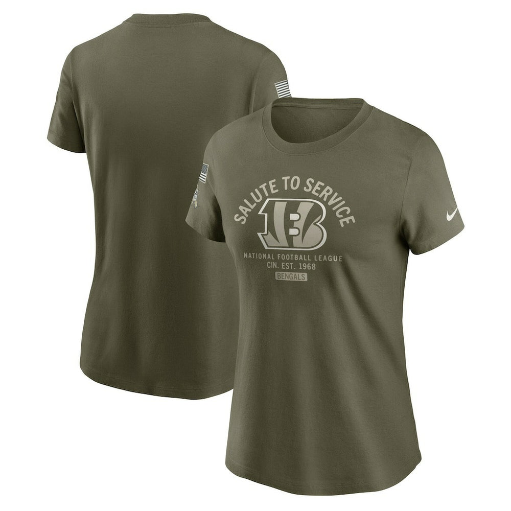 Cincinnati Bengals Women's 2025 Salute to Service Sideline T-Shirt - Olive T-shirts