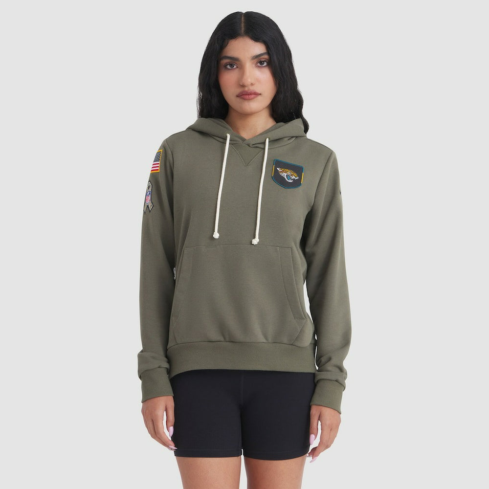 Jacksonville Jaguars Women's 2025 Salute to Service Sideline Standard Issue Dri-FIT Hoodie - Olive Hoodies
