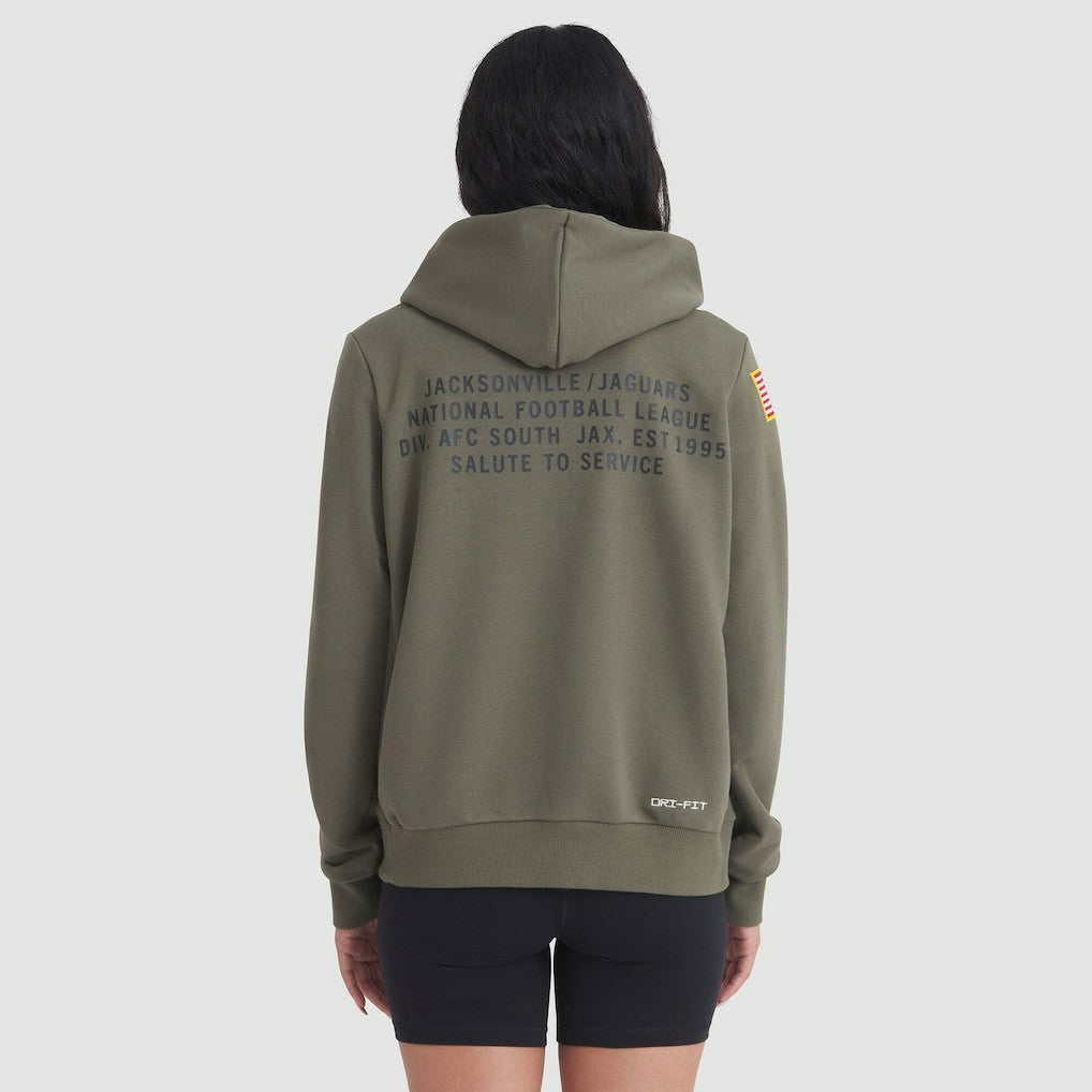 Jacksonville Jaguars Women's 2025 Salute to Service Sideline Standard Issue Dri-FIT Hoodie - Olive Hoodies