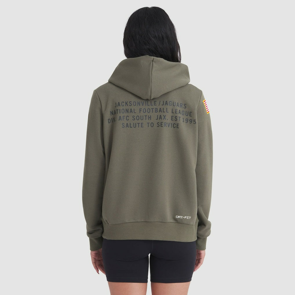 Jacksonville Jaguars Women's 2025 Salute to Service Sideline Standard Issue Dri-FIT Hoodie - Olive Hoodies