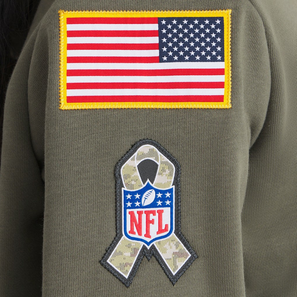 Jacksonville Jaguars Women's 2025 Salute to Service Sideline Standard Issue Dri-FIT Hoodie - Olive Hoodies