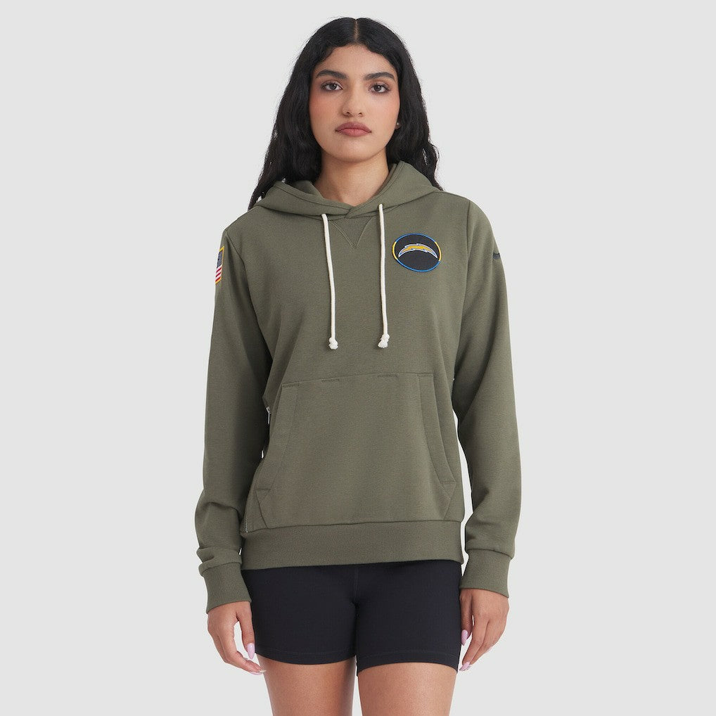 Los Angeles Chargers Women's 2025 Salute to Service Sideline Standard Issue Dri-FIT Hoodie - Olive Hoodies