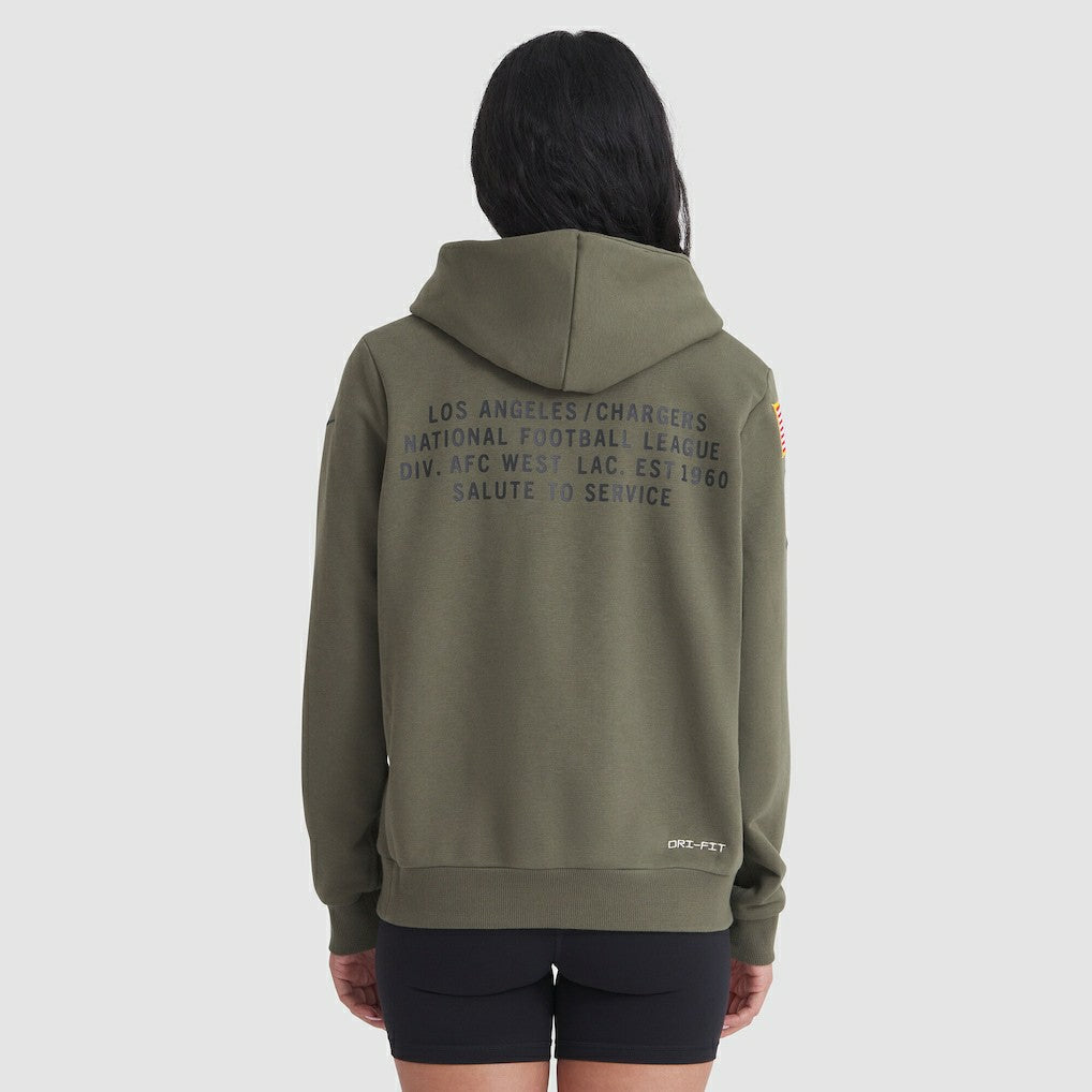 Los Angeles Chargers Women's 2025 Salute to Service Sideline Standard Issue Dri-FIT Hoodie - Olive Hoodies