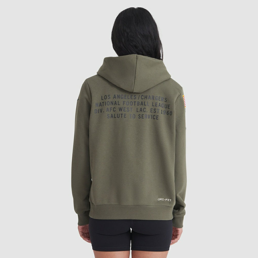 Los Angeles Chargers Women's 2025 Salute to Service Sideline Standard Issue Dri-FIT Hoodie - Olive Hoodies