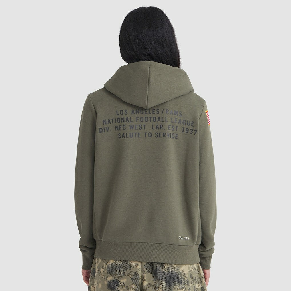 Los Angeles Rams Women's 2025 Salute to Service Sideline Standard Issue Dri-FIT Hoodie - Olive Hoodies