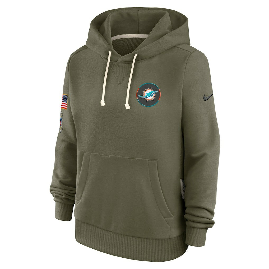 Miami Dolphins Women's 2025 Salute to Service Sideline Standard Issue Dri-FIT Hoodie - Olive Hoodies