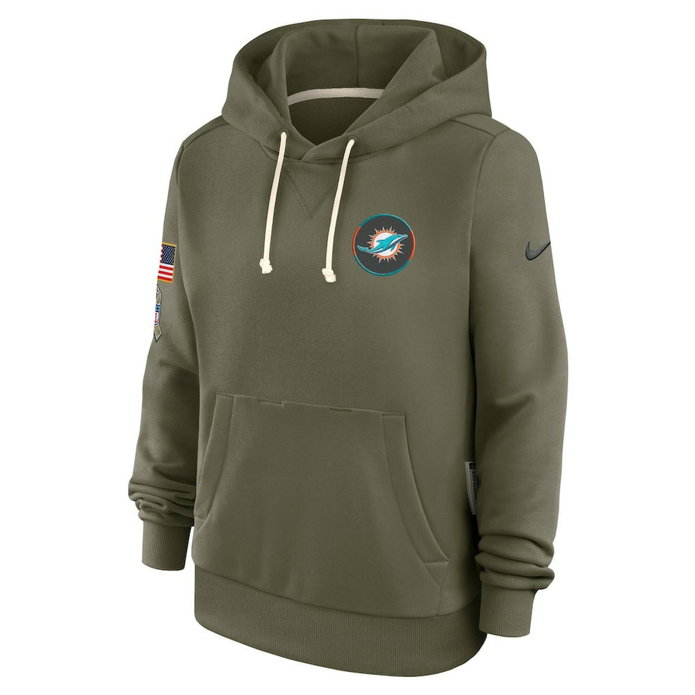 Miami Dolphins Women's 2025 Salute to Service Sideline Standard Issue Dri-FIT Hoodie - Olive Hoodies