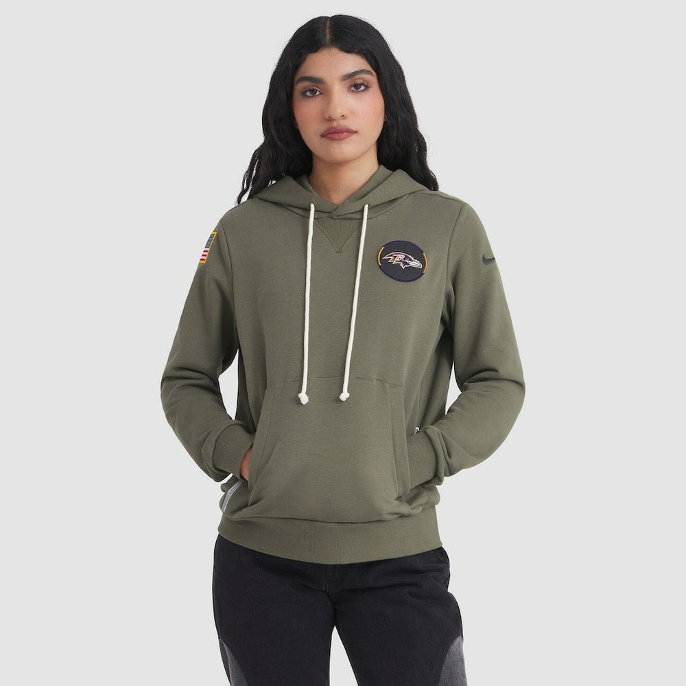 Baltimore Ravens Women's 2025 Salute to Service Sideline Standard Issue Dri-FIT Hoodie - Olive Hoodies