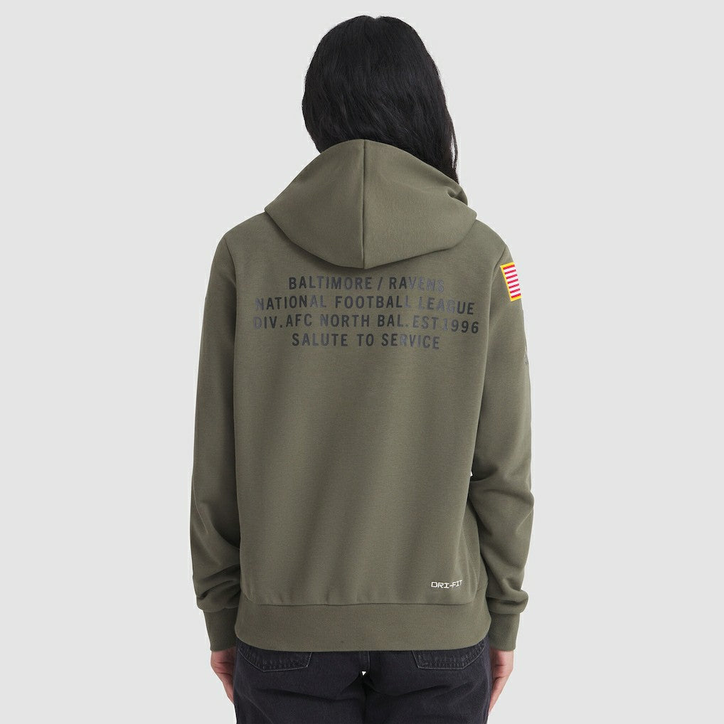 Baltimore Ravens Women's 2025 Salute to Service Sideline Standard Issue Dri-FIT Hoodie - Olive Hoodies