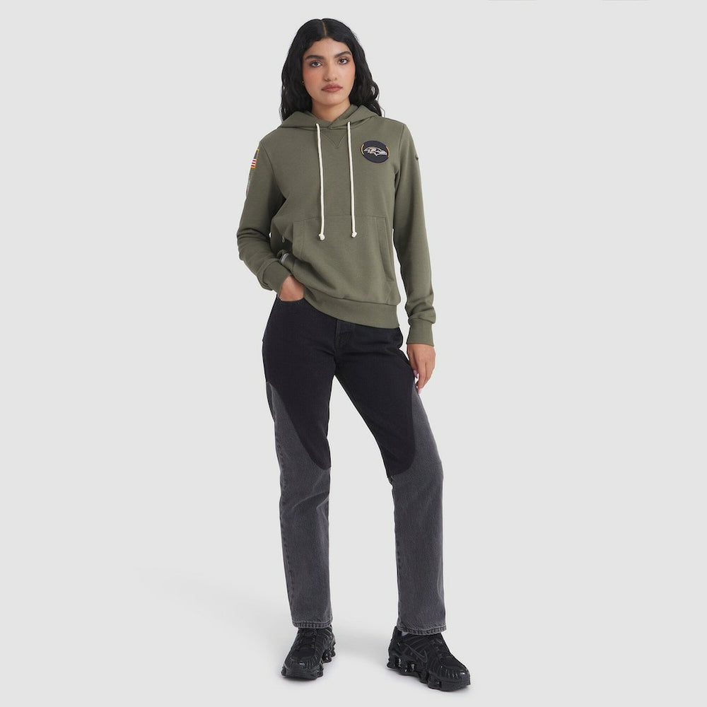 Baltimore Ravens Women's 2025 Salute to Service Sideline Standard Issue Dri-FIT Hoodie - Olive Hoodies