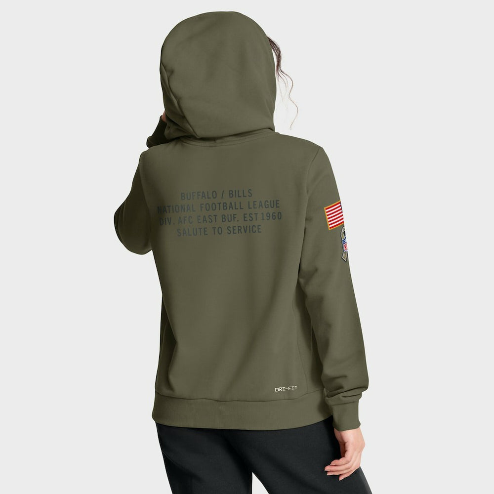 Buffalo Bills Women's 2025 Salute to Service Sideline Standard Issue Dri-FIT Hoodie - Olive Hoodies