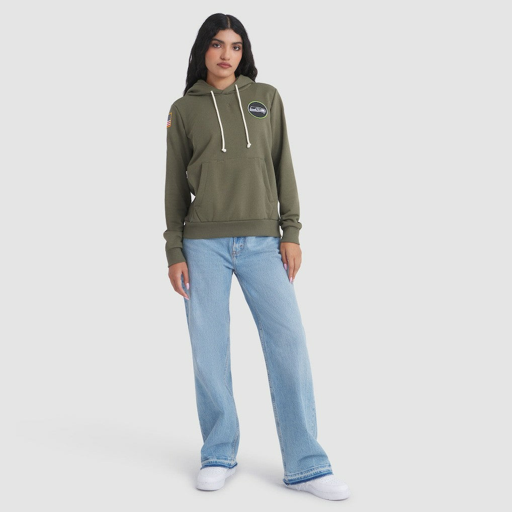 Seattle Seahawks Women's 2025 Salute to Service Sideline Standard Issue Dri-FIT Hoodie - Olive Hoodies
