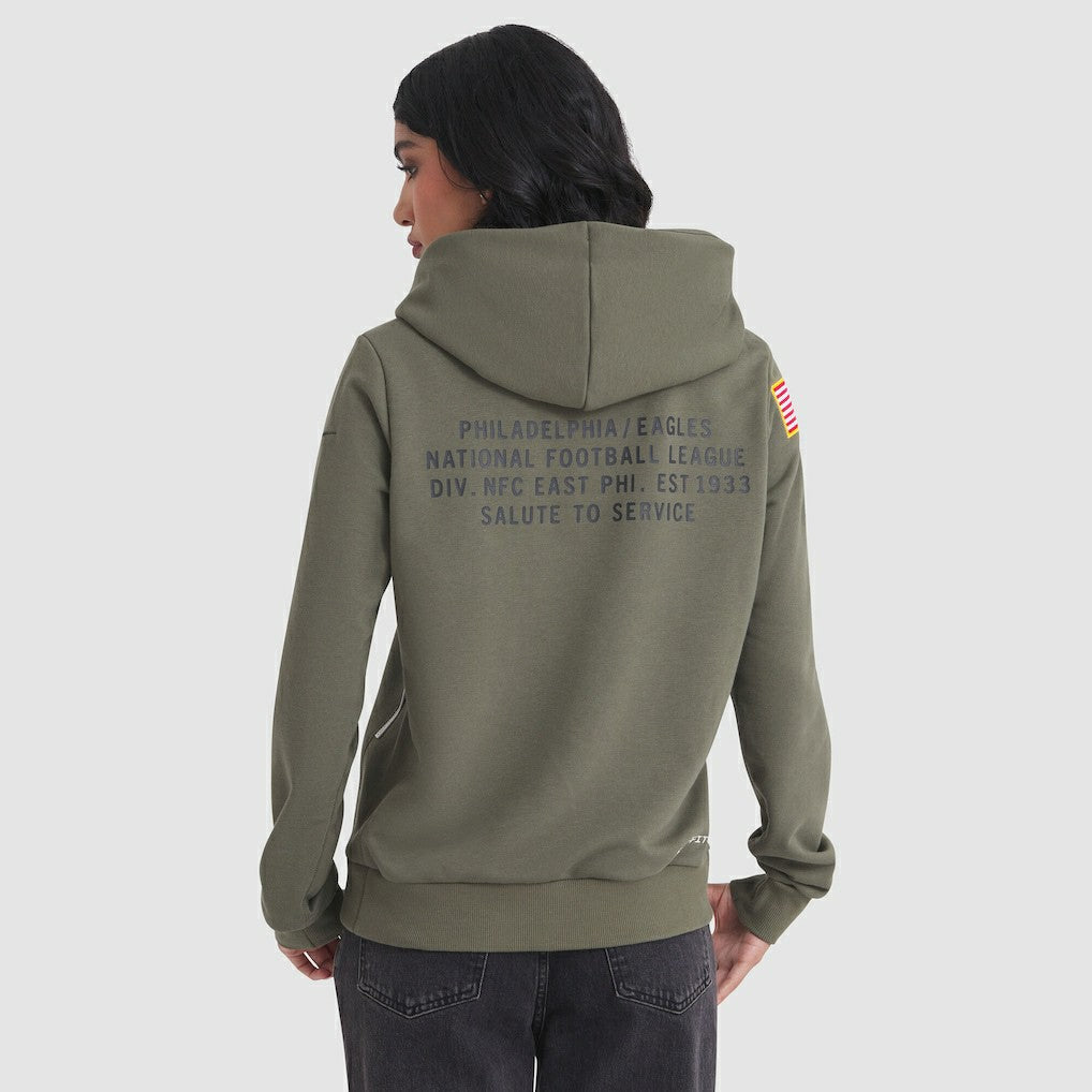 Philadelphia Eagles Women's 2025 Salute to Service Sideline Standard Issue Dri-FIT Hoodie - Olive Hoodies